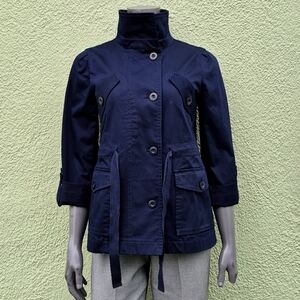 Ann Taylor LOFT Ladies Dark Blue Cotton Blend (3) Button Safari Jacket